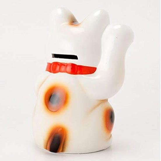 White Oval Size Right Handed Tokoname Ware Cat, 5, Maneki-neko (Beckoning Cat) -