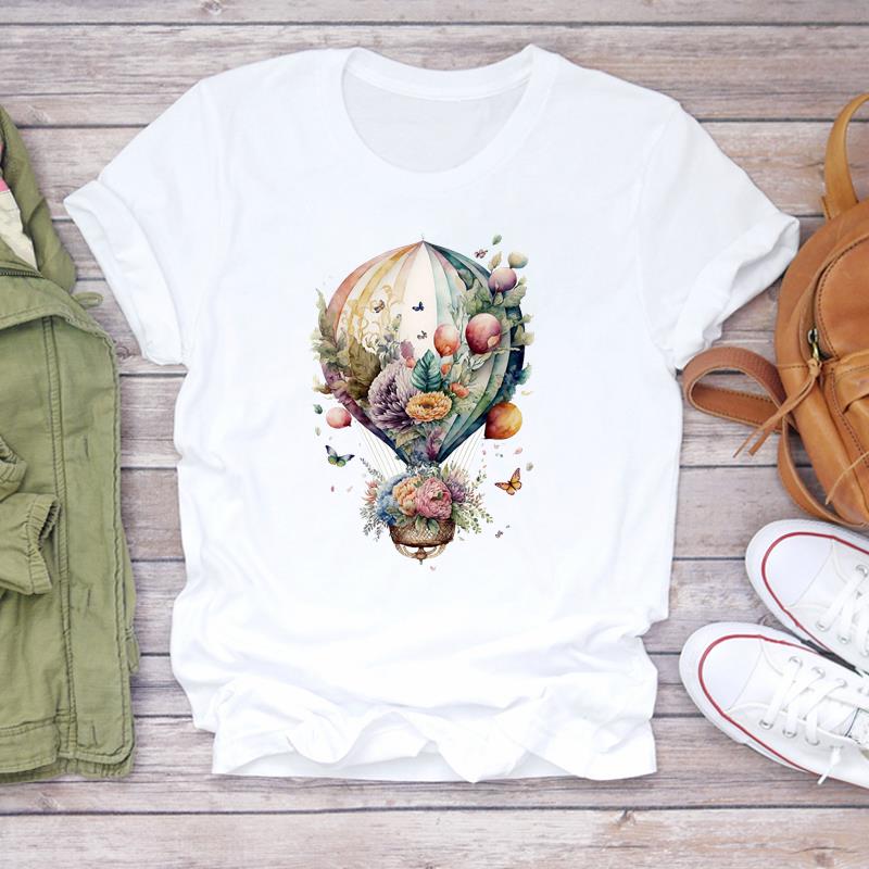 (Азиатский размер) Женская футболка с цветочным рисунком 90-х годов, трендовая милая футболка с принтом, одежда, повседневная женская модная футболка с коротким рукавом, женская футболка с графическим рисунком