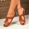 Весенние новые сандалии-крестики на плоской подошве, с круглым носком, однотонные женские шлепанцы