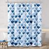 Moroccan Shower Curtain Blue Watercolor Geometric Quatrefoil Shower Curtains for Bathroom Retro Texture Fabric Bathroom Curtain
