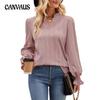 Autumn and Winter Women's Blouse Solid Color Knitted Jacquard Long-sleeved T-shirt Twist V-neck Tops