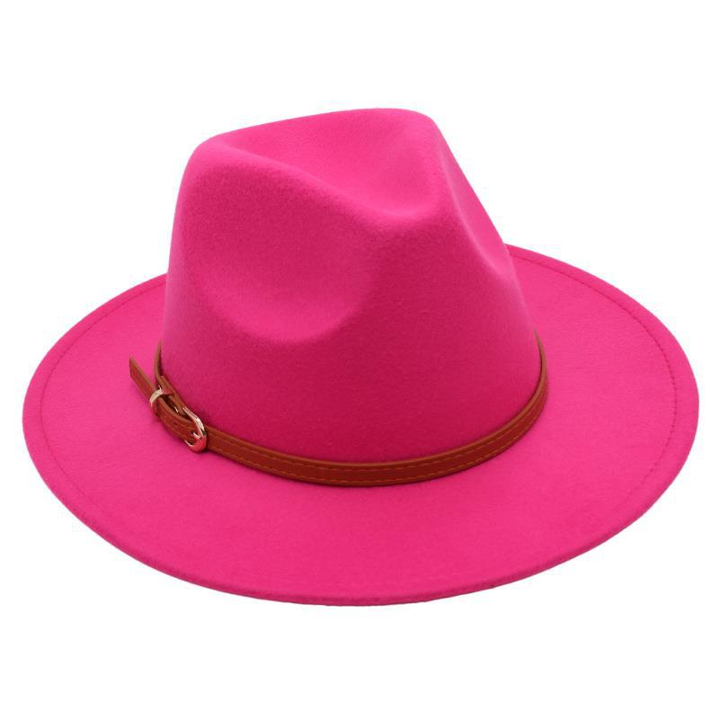 Пряжка для ремня Ностальгическая модель цилиндра Джазовая шляпа Мужская и женская Темпераментная фетровая шляпа Элегантная шерстяная шляпа