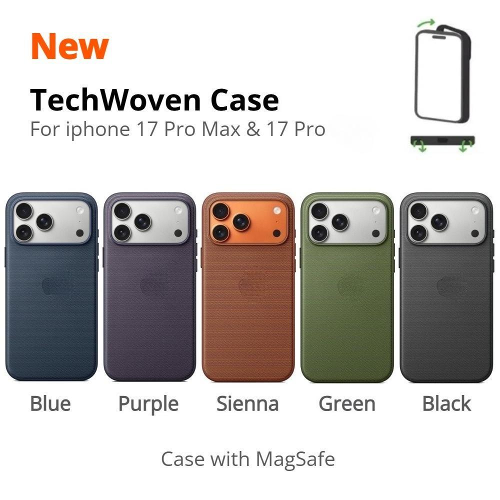 Magsafe 1:1 Оригинальный чехол Apple Techwoven с магнитом для iPhone 17Pro Max, чехол для беспроводной зарядки, полная защита логотипа, чехол для 17Pro