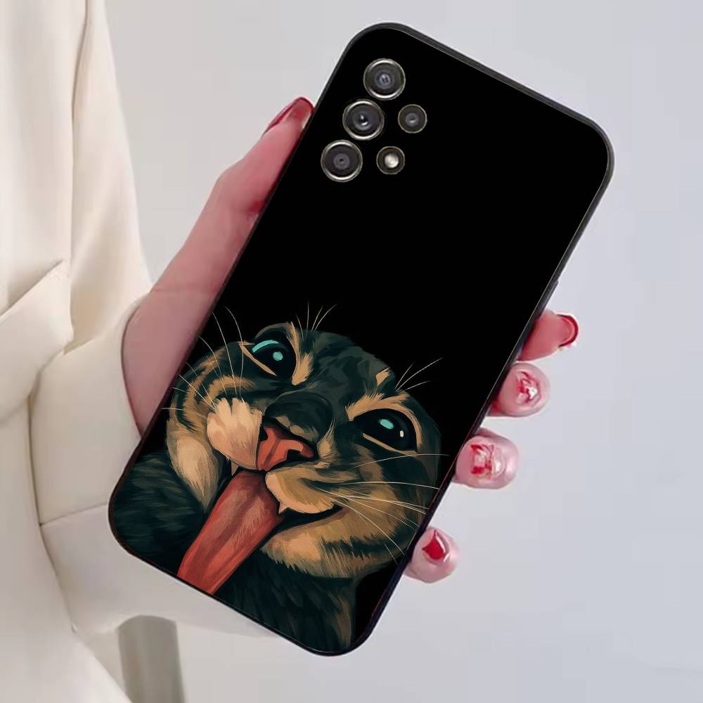 Кошачьи мемы F-Смешной милый чехол для телефона для Samsung S25, S24, S21, S22, S23, S30, Ultra, S20, Plus, Fe, Мягкий силиконовый черный чехол
