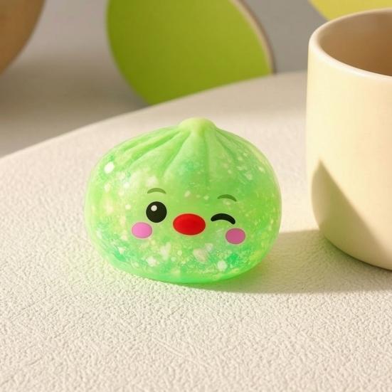 Cartoon Dumpling Squeeze Toy with Steamer, Anxiety Relief Dough Stress Ball Fidget Toy, Stretchy Steamed Bun Sensory Toy for Kids