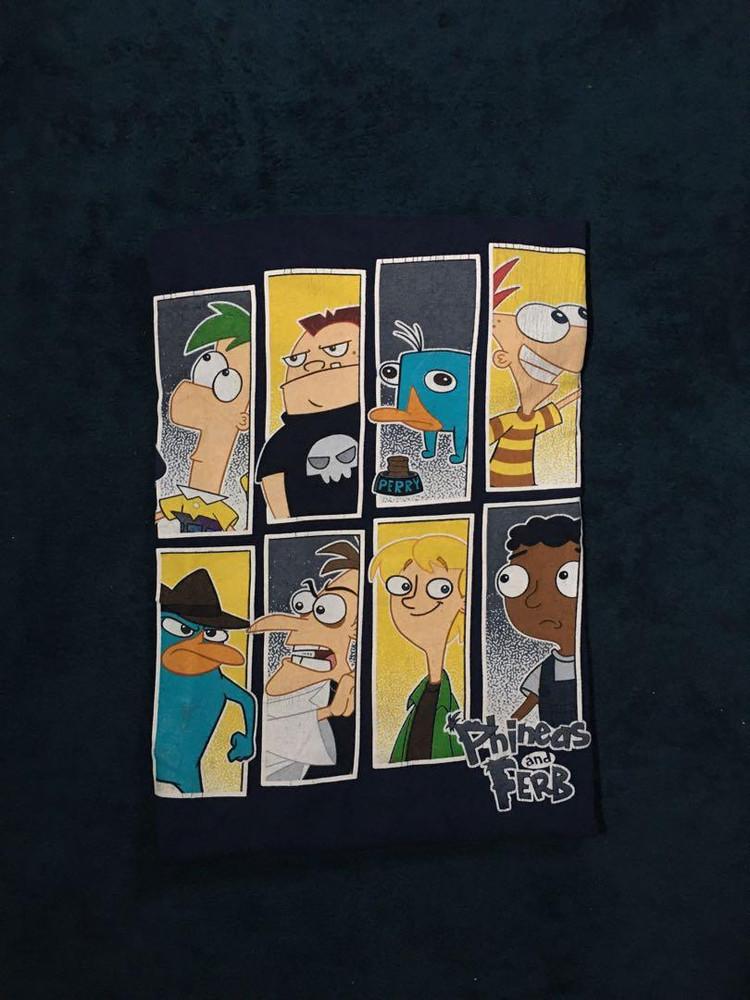 Phineas Ferb Black T-Shirt Cotton Unisex S-3234XL Short Sleeve