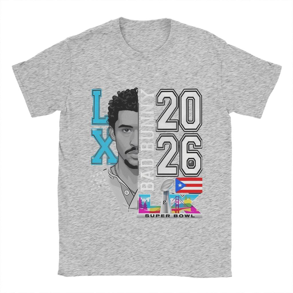 New Bad Bunny Super Bowl 2026 Graphic Tshirt Cotton Unisex Short Sleeve Shirt Y2k Hip Hop Fashion Summer New Unisex Streetwear