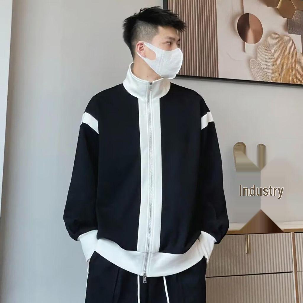 Мужской спортивный костюм большого размера с флисовой подкладкой - Свободный крой, Повседневная, Универсальная верхняя одежда для осени и зимы