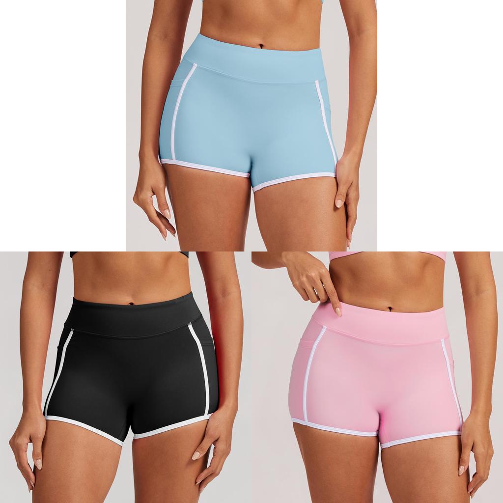 Womens Colorblock Yoga Shorts With High Elastane For Running And Fitness Training