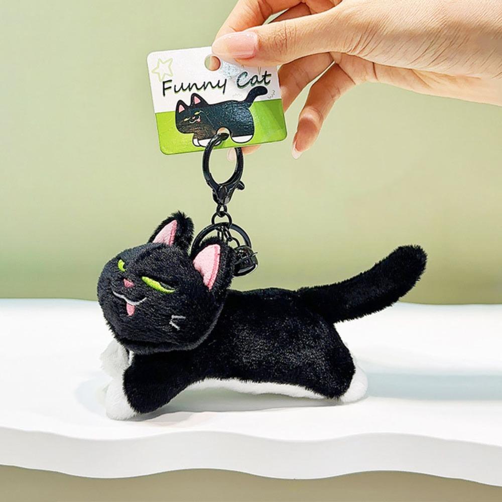 Черный кот озорной кот кулон мягкий автомобильный брелок портативный плюшевый брелок кукла подарок
