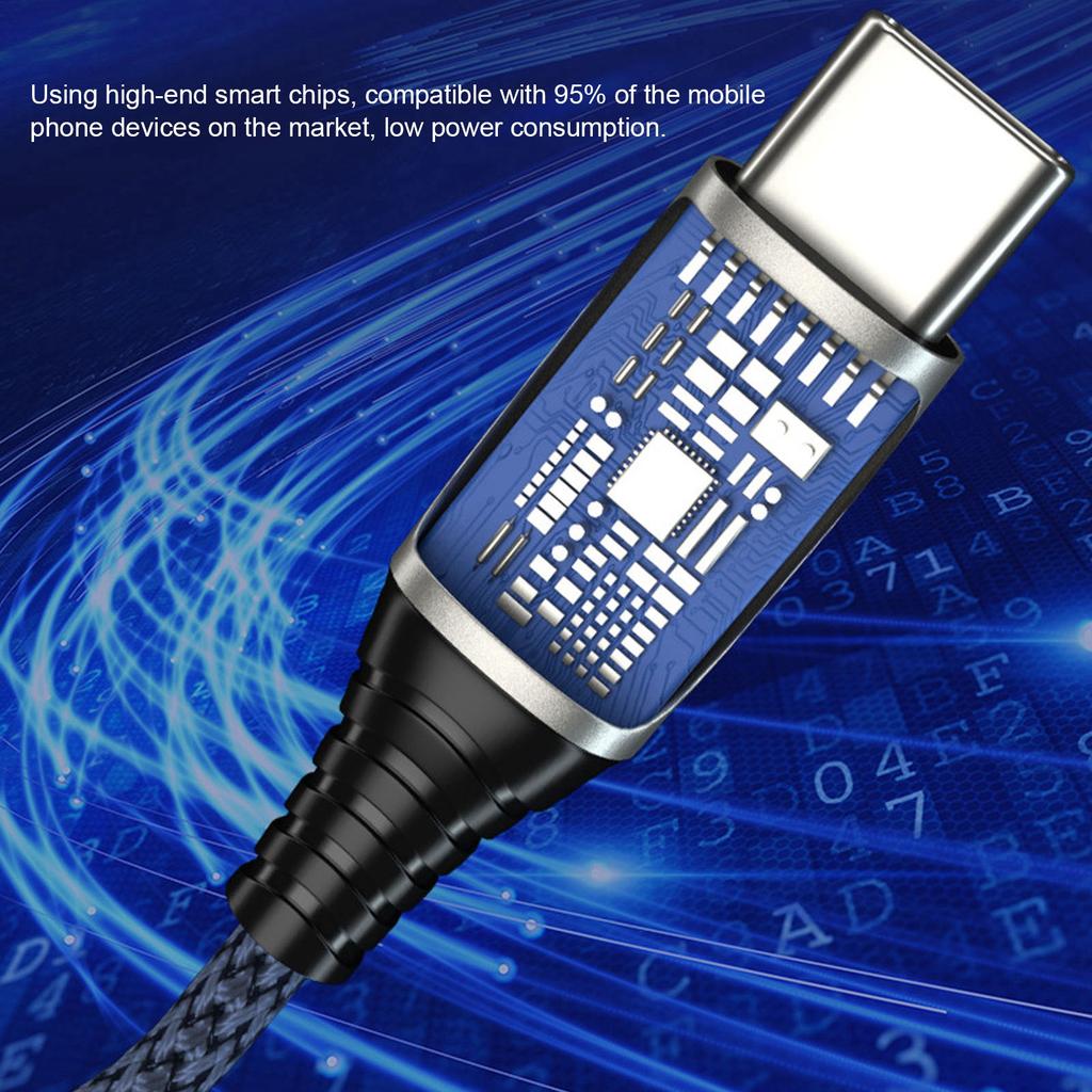 USBC to 3.5mm Female Headphone Adapter Type C Headphone Adapter Nylon Cable(Blue )