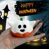 Halloween Ghost Pumpkin Statue 3D Printed Cartoon Pumpkin Elf Figurine Sculpture Home Office Desktop Decoration Ornament