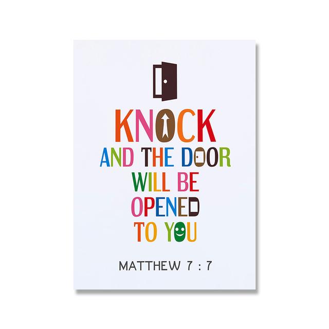 Color Cartoon Bible Quote Christian Sunday School Wall Art Canvas Print Poster Painting Picture Kid Living Room Home Mural Decor