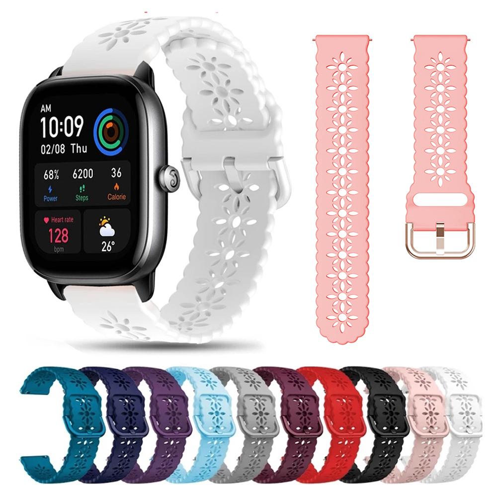 Ремешок для часов 20 мм 22 мм цветочный силиконовый ремешок для Samsung Galaxy Watch Series ремешок для часов Garmin Venu Vivoactive 5/4/3 Forerunner 165 245