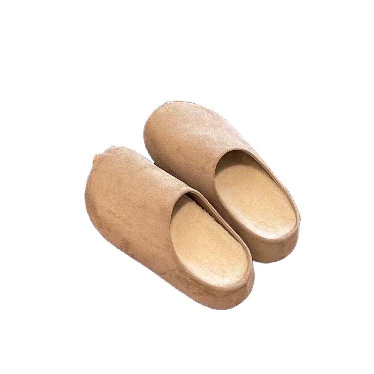 Платформенные Birkenstocks в ретро-стиле, новые бархатные полутапочки с закрытым носком, хлопковые тапочки для осени и зимы