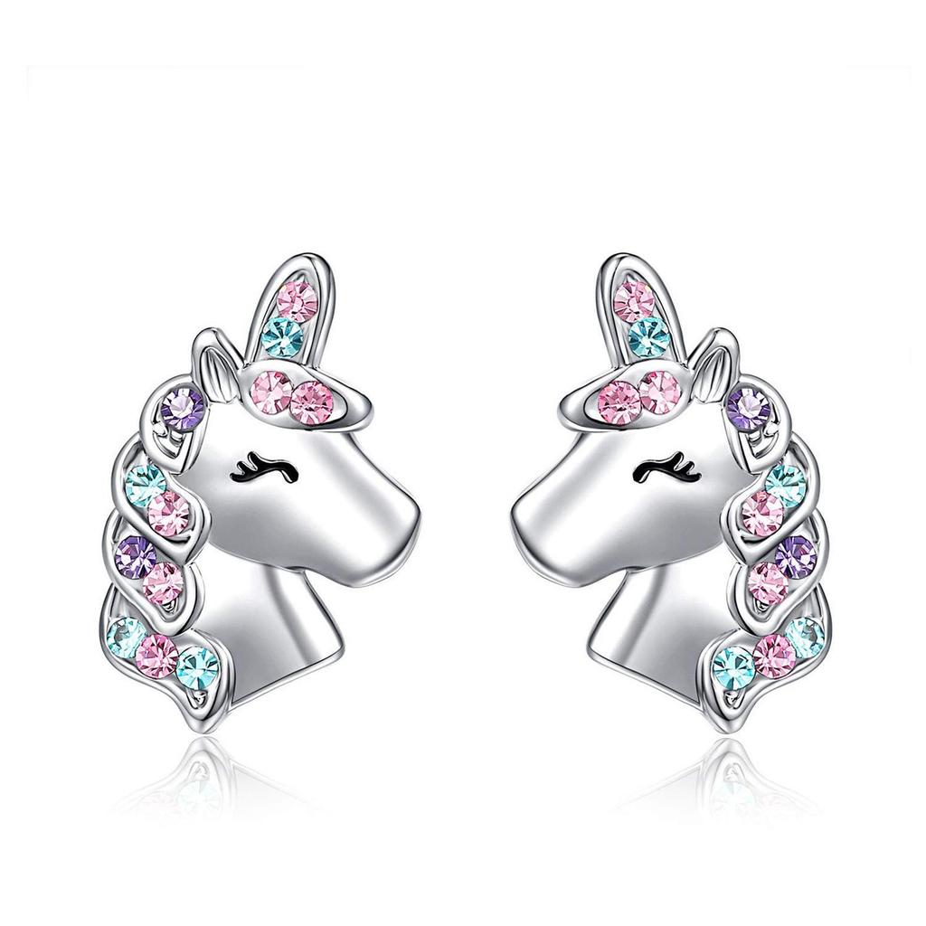 Красочный набор ожерелья и серег в форме сердца с единорогом для детей