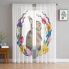 Easter Egg Flower Bunny Rabbit Tulle Curtains For Living Room Bedroom Voile Sheer Curtain Window Home Decor Drapes