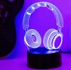 3D ночник Игровые наушники Спальня Игровая комната Настольная подсветка USB Сенсорный тип Семицветные меняющие цвет огни