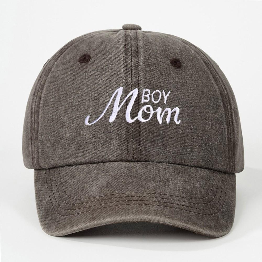 Vintage Boy Mom Embroidery Caps Washed Cotton Baseball Cap Fashion Sport Visors Cap Gifts