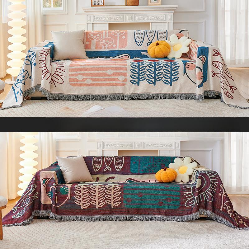Ins Panda Sofa Towel Cover Cloth Outdoor Living Room Sofa Cover Towel Double-Sided Sofa Cushion Four Seasons Universal Sofa Cover