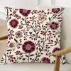 Double Sided Vintage Burgundy Floral Vine Pillow Cover Boho Red Flower Print Soft Throw Pillow Case For Home Decor Gift