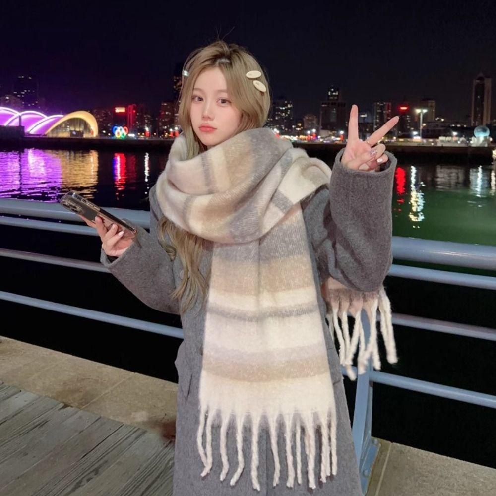 Thicken Long Wool Tassel Scarf Coldproof Women Cashmere Shawl Winter Cashmere Scarves Girls