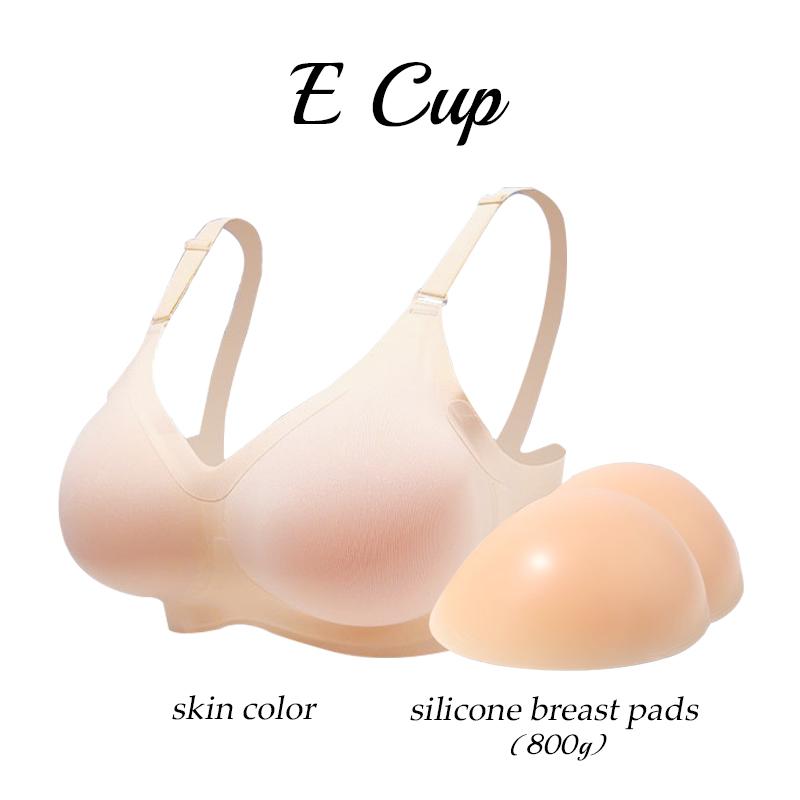 Silicone Breast Form Bra Detachable 2-in-1 Drag Queen Crossdresser Sexy Flat Chest Larger B/C/D/E Cup Cosplay Men Converge Chest