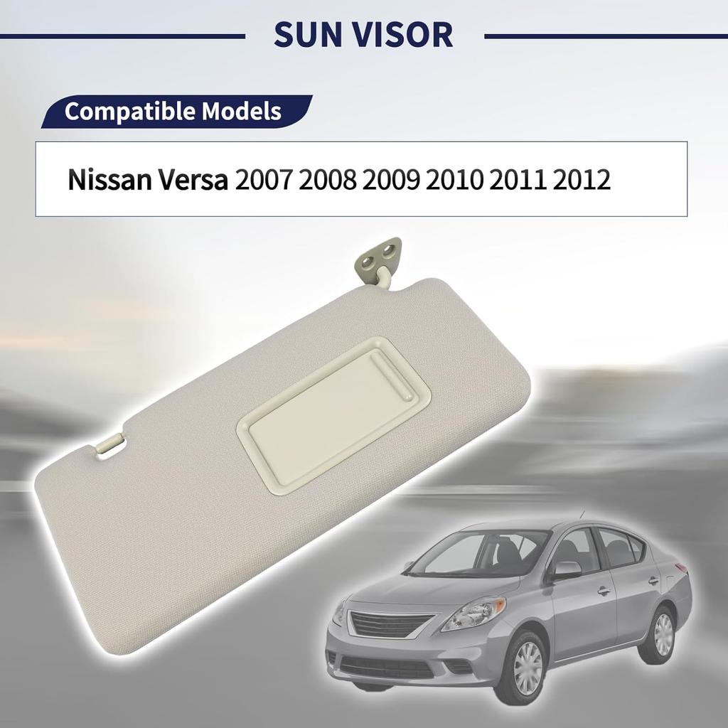 Солнцезащитный козырек со стороны пассажира подходит для Nissan Versa 2007 2008 2009 2010 2011 2012 Замена 96400-EL31A Передний правый | Солнцезащитный козырек | Зеркало для макияжа |