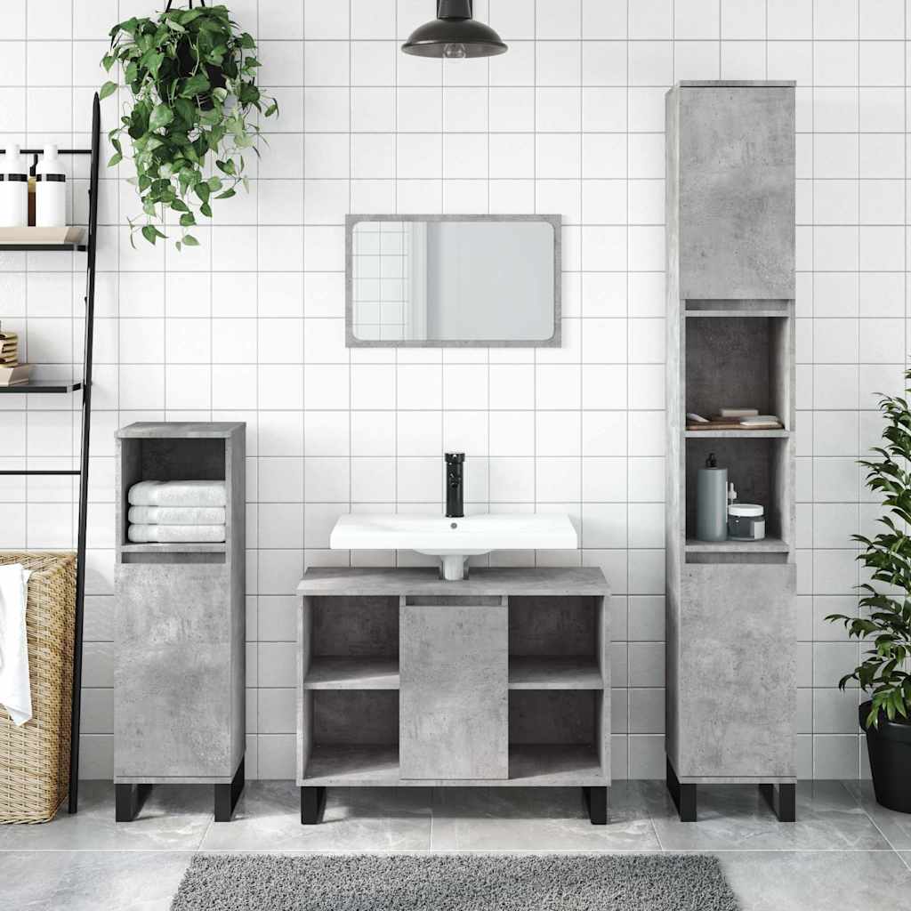 Bathroom Cabinet Concrete Grey 80 x 33 x 60 cm Engineered Wood