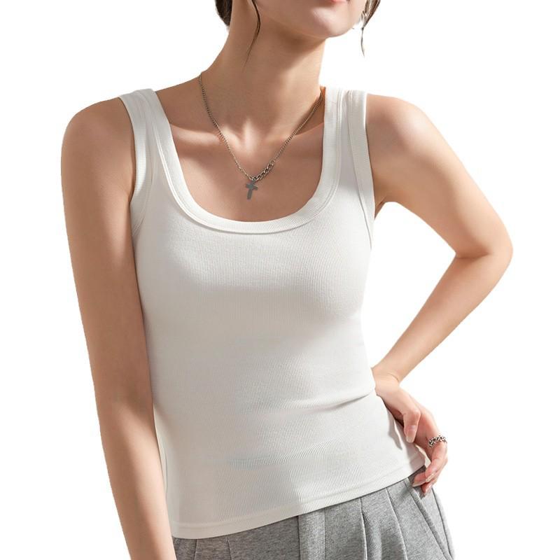 Женский облегающий жилет в рубчик - Весенне-летний однотонный топ-майка для спорта или повседневной носки
