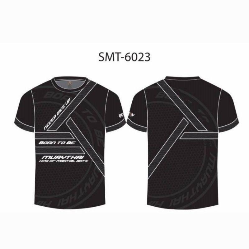 Футболка с коротким рукавом с принтом Муай Тай Кикбоксинг ММА Полиэстер Таиланд Черный Круглый вырез