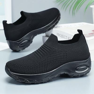 Женская обувь, вязаная обувь, повседневная обувь, новая летняя обувь для мам на мягкой подошве, обувь на толстой подошве с амортизацией, одинарная обувь, дышащая обувь