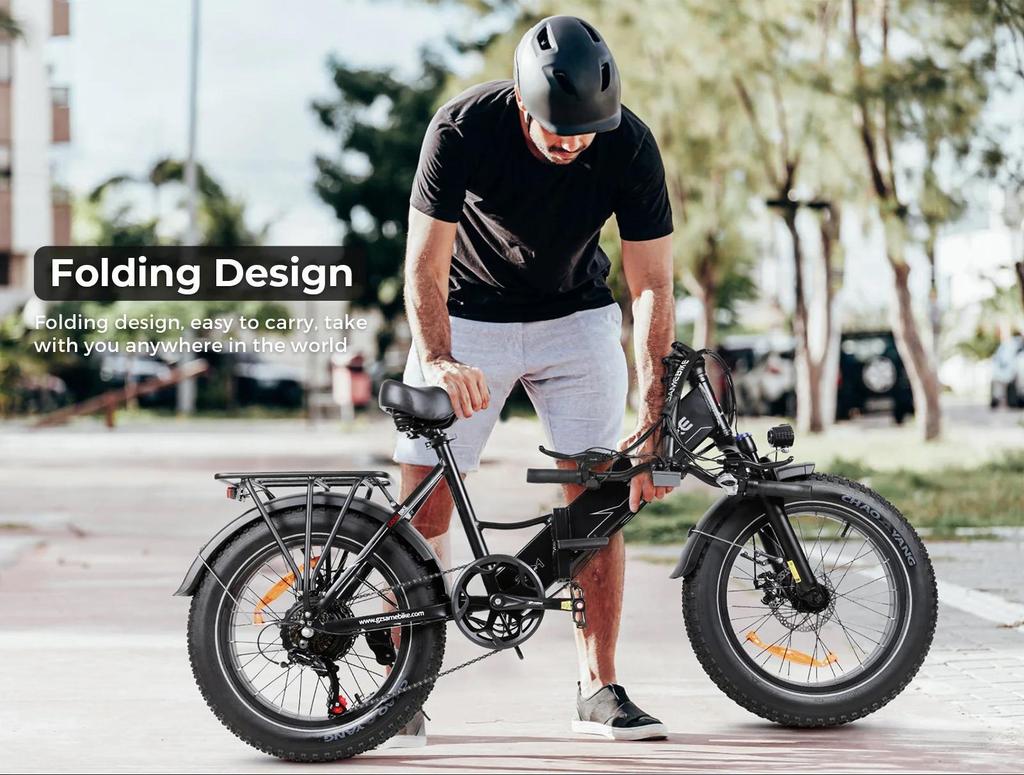 Electric Bicycle LOTDM200-II Folding Electric Bicycle 20 x 4.0-inch Thick Tire Mountain Electric Bicycle with 48V 13Ah Detachable Battery E-bike