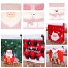 Reusable Snowman Christmas Chair Cover Elk Soft Xmas Dinner Chair Seat Cover Removable Pink Festival Table Decor Home Decoration