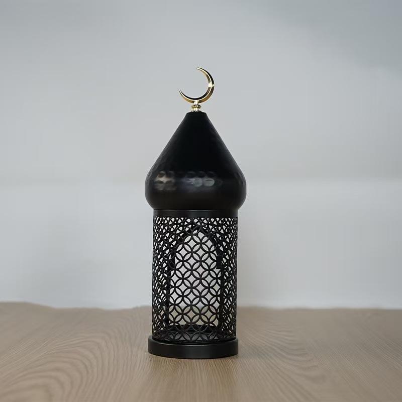 Ramadan New Moon Candle Holder Black Dome Design Muslim Eid Mubarak Decoration Family Mosque Party Celebration Gift