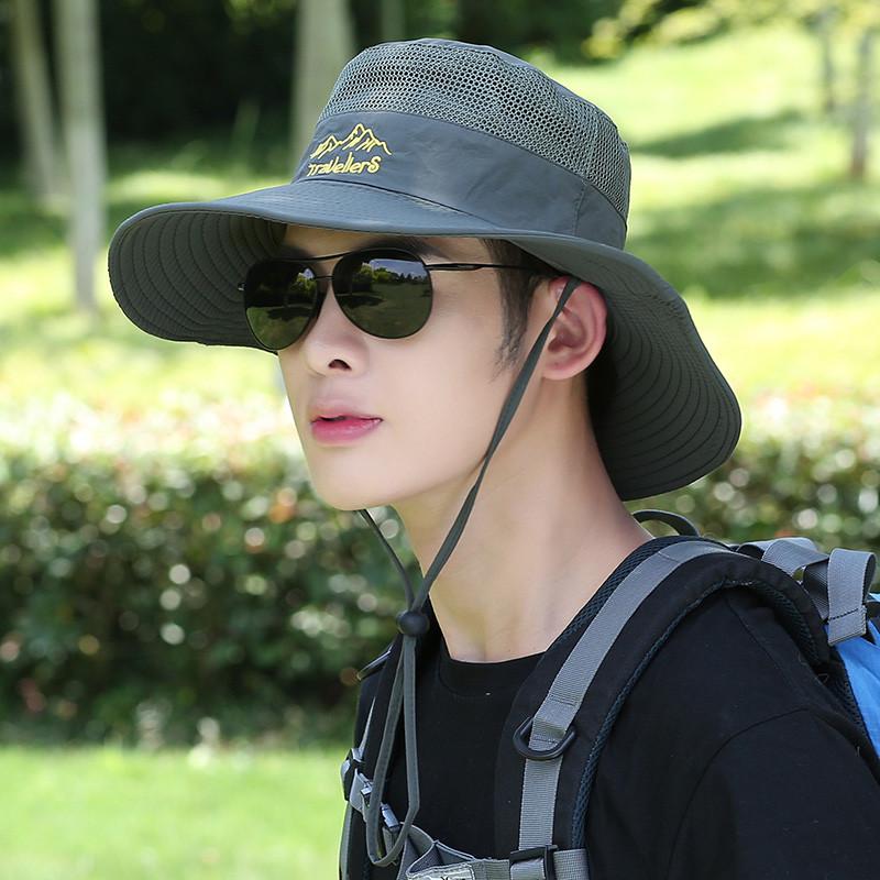 Men's Summer Outdoor Riding Fishing Leisure Benny Hat Mountaineering Sun Protection Breathable Large Eaves Fisherman's Cap