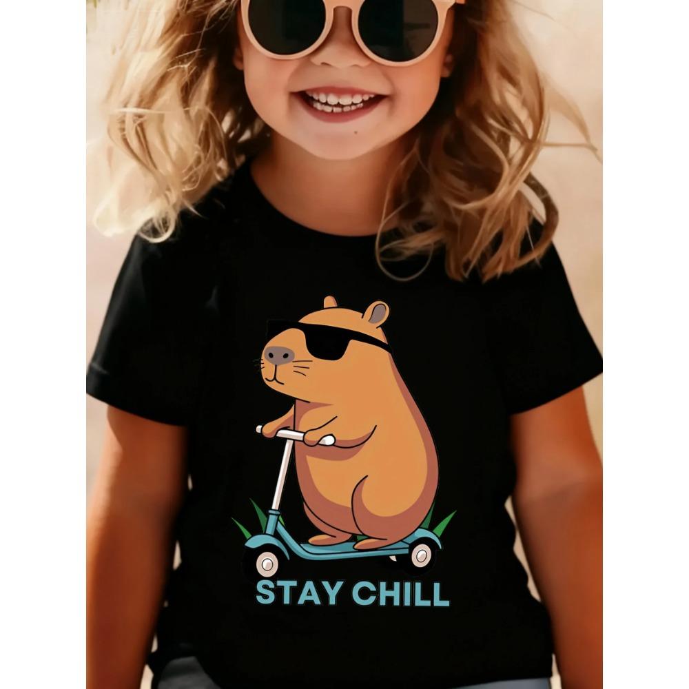 Funny Stylish Capybara Fashion Design T Shirts Manga Kids Children's T-shirt Boys Girls Summer Spring Casual Top Tee