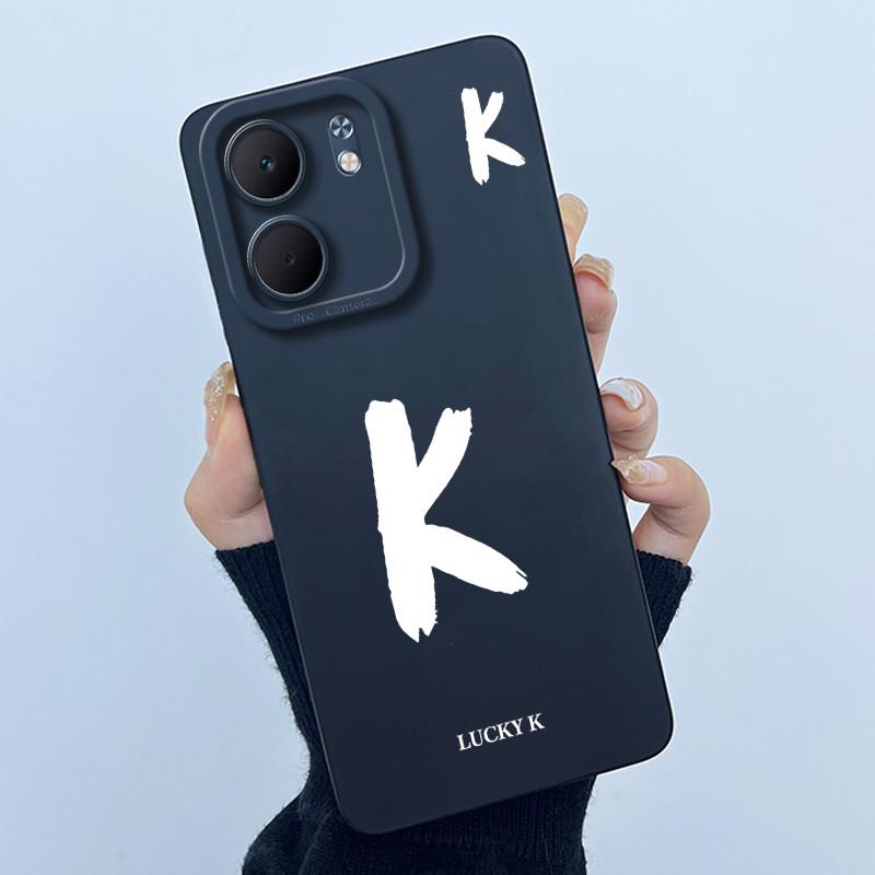For OPPO A5x CPH2725 Cover Case Lucky Initial Letter Couple Silicone Soft Matte Phone Bumper for Oppo A5x 4G 5G 2025 Casing