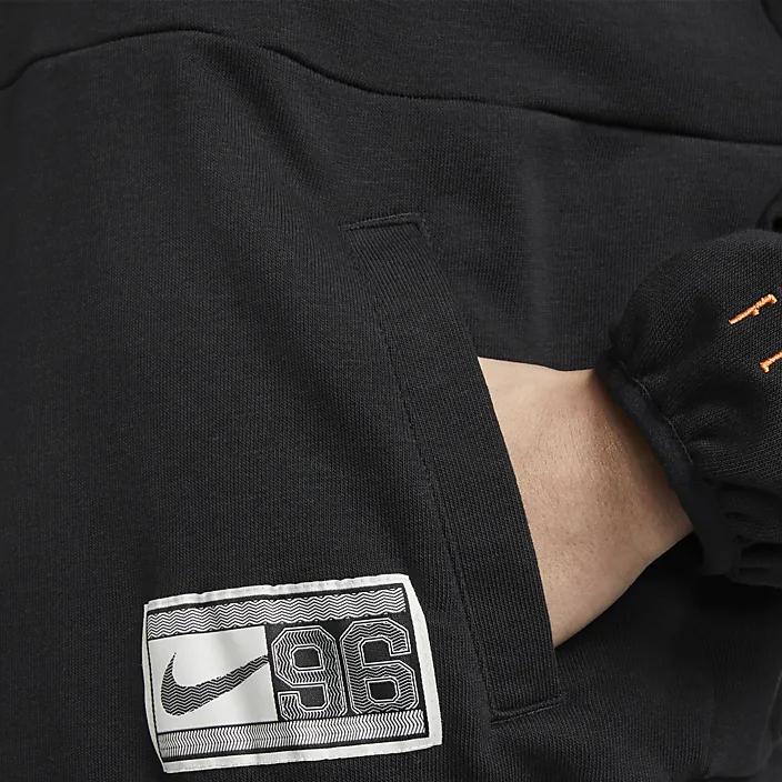 Nike Женская толстовка Dri-Fit Swoosh Fly с цифровым принтом и полумолнией, черные топы DX0562-010