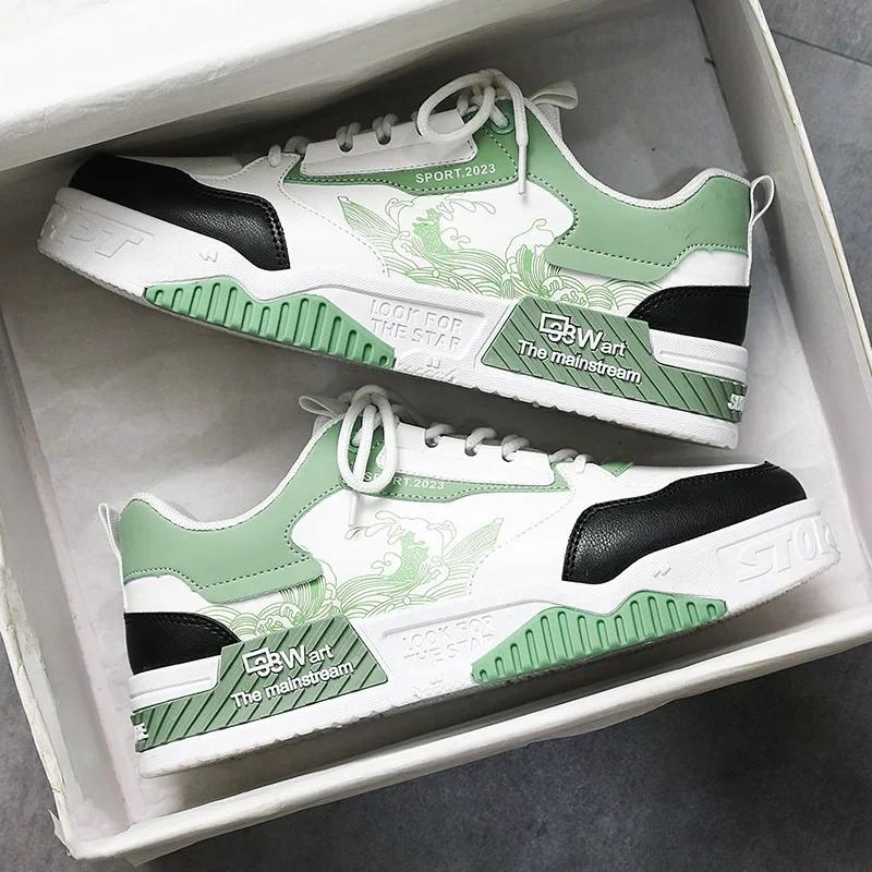 Мужская вулканизированная обувь 2024 года, модные кроссовки для студентов, кроссовки для бега в студенческом стиле, корейская удобная обувь на платформе, теннисные туфли для мужчин