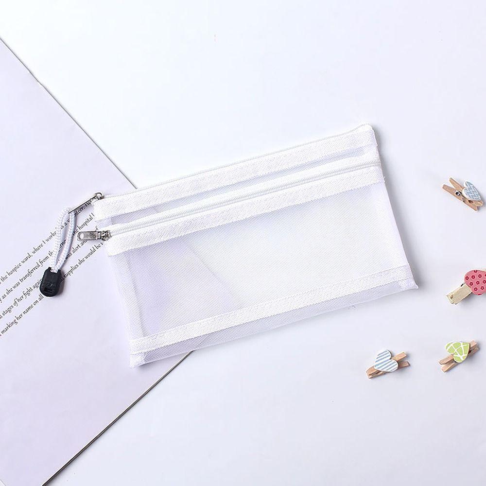 Сетчатые сумки на молнии большой вместимости, двухслойный чехол для хранения канцелярских принадлежностей, пенал, подарок для студента