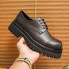 Men Oxfords Black Dress Derbys Platform Elevator Shoes Formal Business Shoes Height Increase Black Thick Sole Leather Shoes