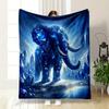 Crystal Blue Elephant in Fantasy Landscape Patterned blanket, flannel, suitable for all seasons, home decor, warm and cozy