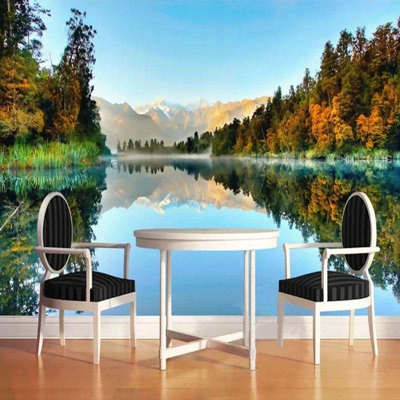 Настенные обои 3d Lake Forest Mountain Wall Mural Living Room Tv Bedroom Home Decor Wallpaper