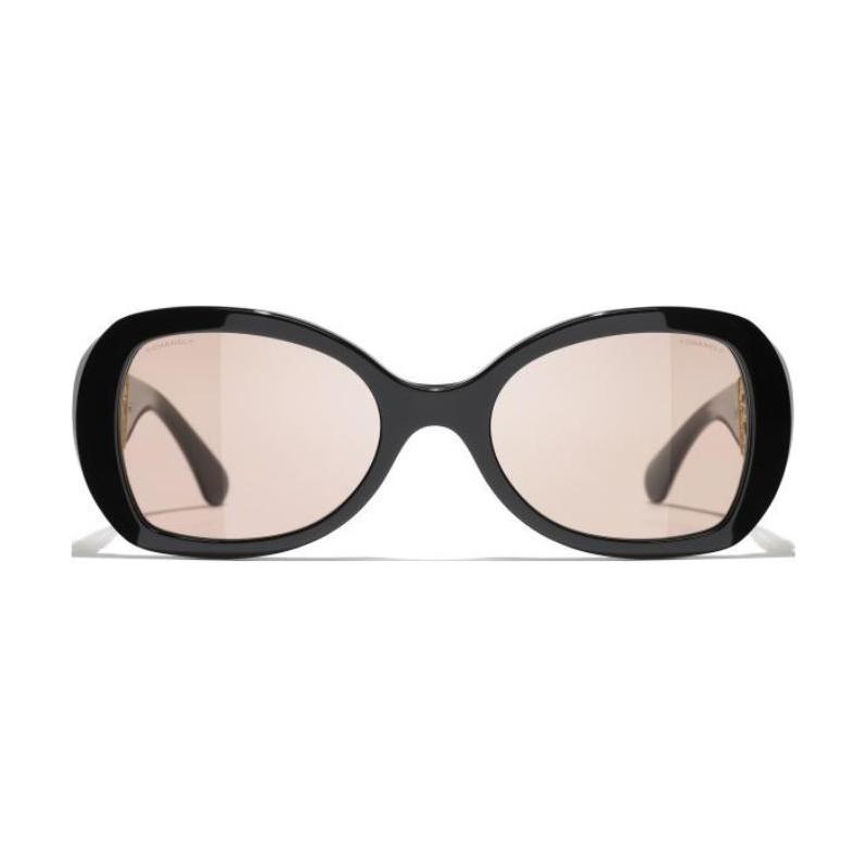 CHANEL Hollow temple design, metal acetate fiber, butterfly-shaped sunglasses, same style for men and women, black