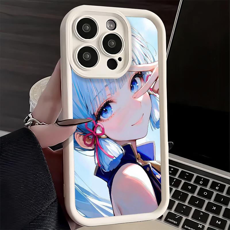 Чехол для телефона iPhone 17 Air 16E 15 16 Pro Max Genshin Impact Камисато Аяка Чехол 14 Plus 13 12 Mini Мягкий Силиконовый Fundas