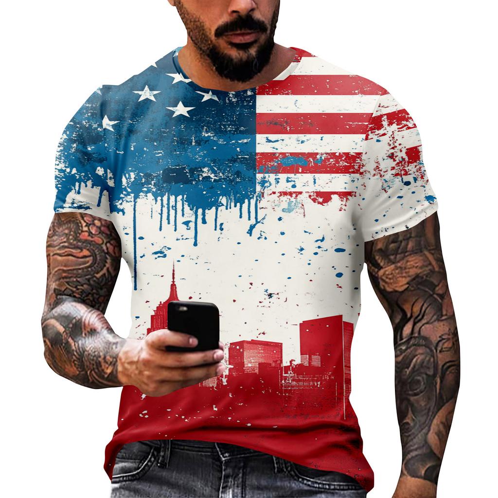 Принт «День независимости» — мужская повседневная футболка с круглым вырезом и короткими рукавами