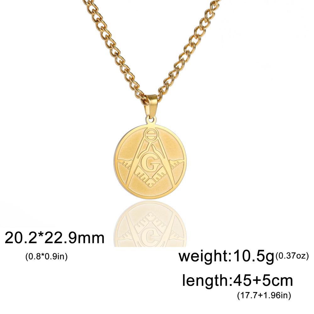  Vintage Masonic Pendant Necklace for Men Stainless Steel Freemason Energy Necklaces Gothic Religious Amulet Jewelry Gift