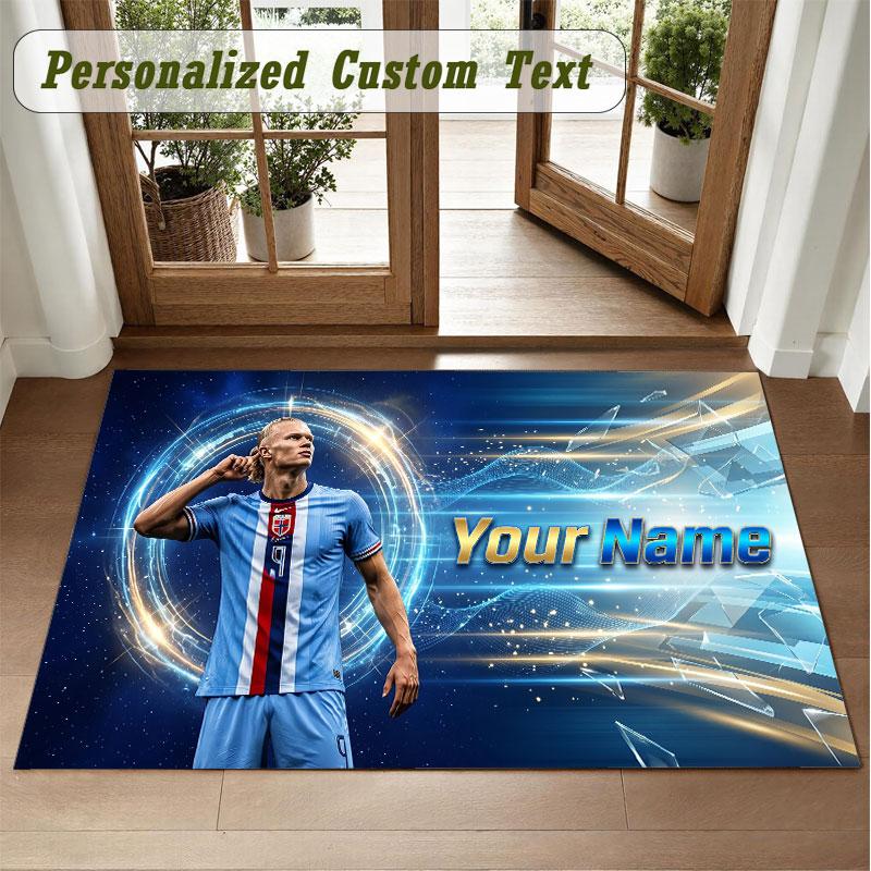 Crystal Velvet Square Rug Custom NameErling Haaland Pattern Non Slip Home Floor Decor Rug