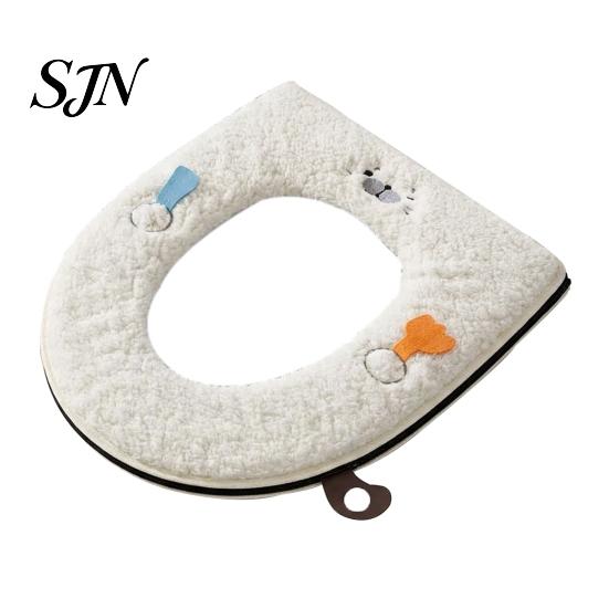 Soft Plush Bathroom Toilet Seat Cover Cover, Thick Washable Pad with Zipper And O-shaped Cushion Handle, Warm Skin-Friendly for O-Shaped U-Shaped